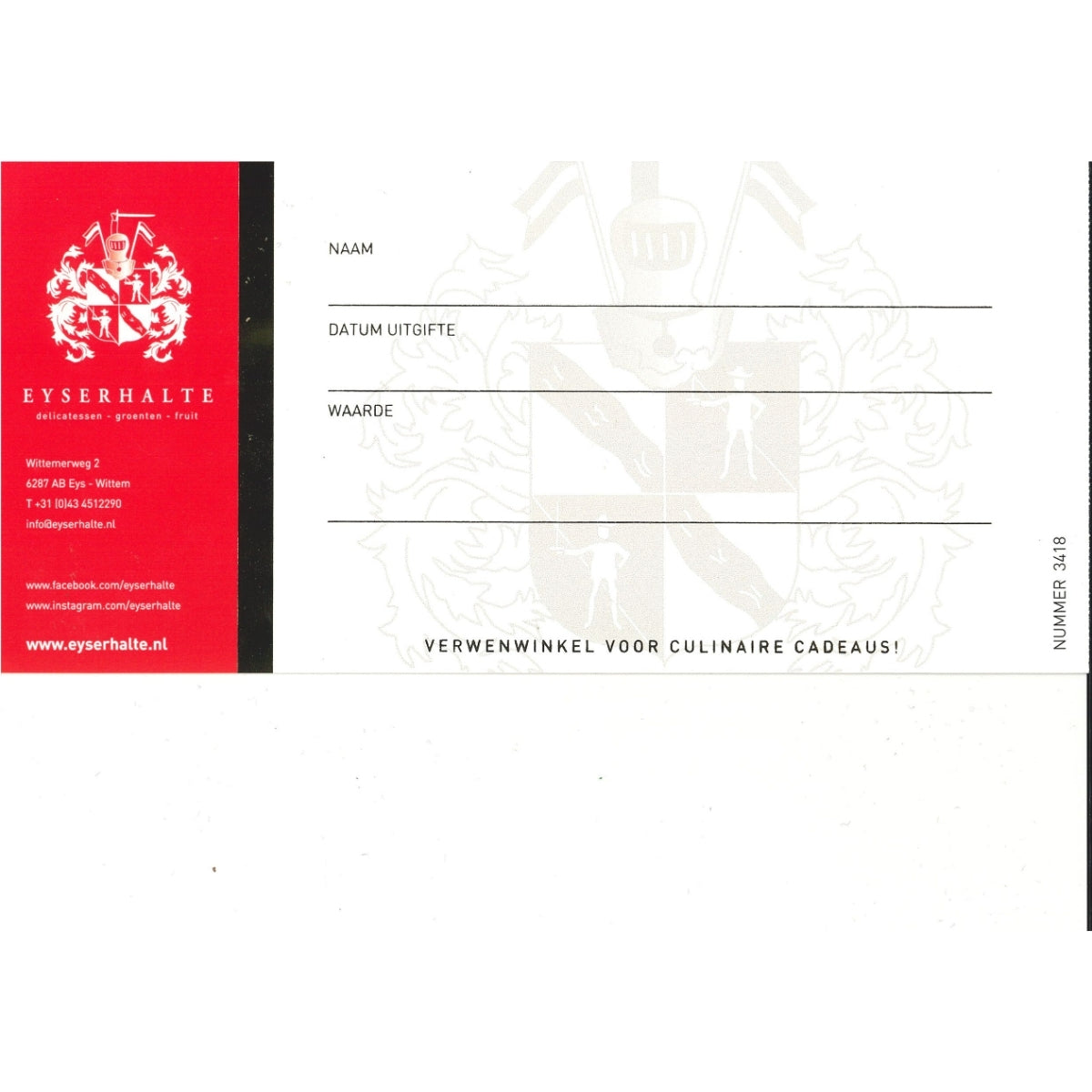 eyserhalte cadeaubon