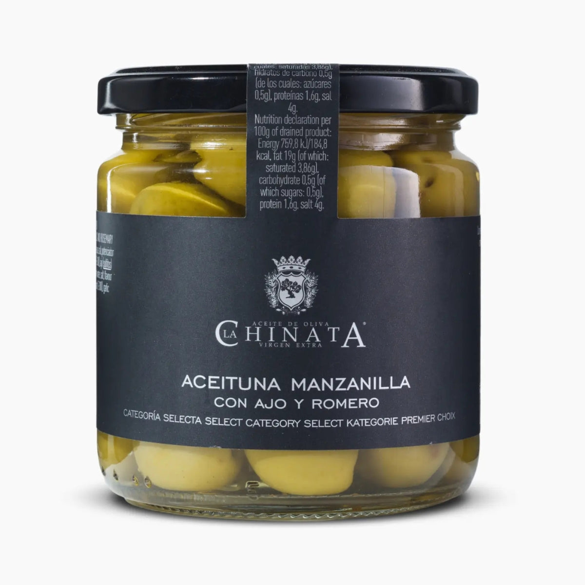 Manzanilla olijven met knoflook en rozemarijn