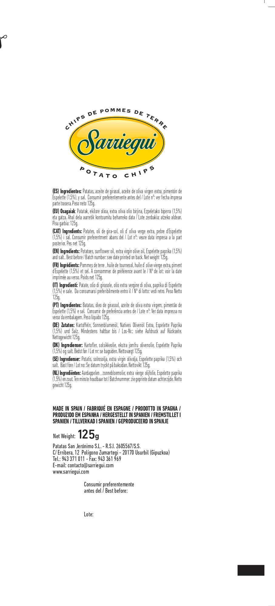 Aardappelchips 125 g met Espelette-peper